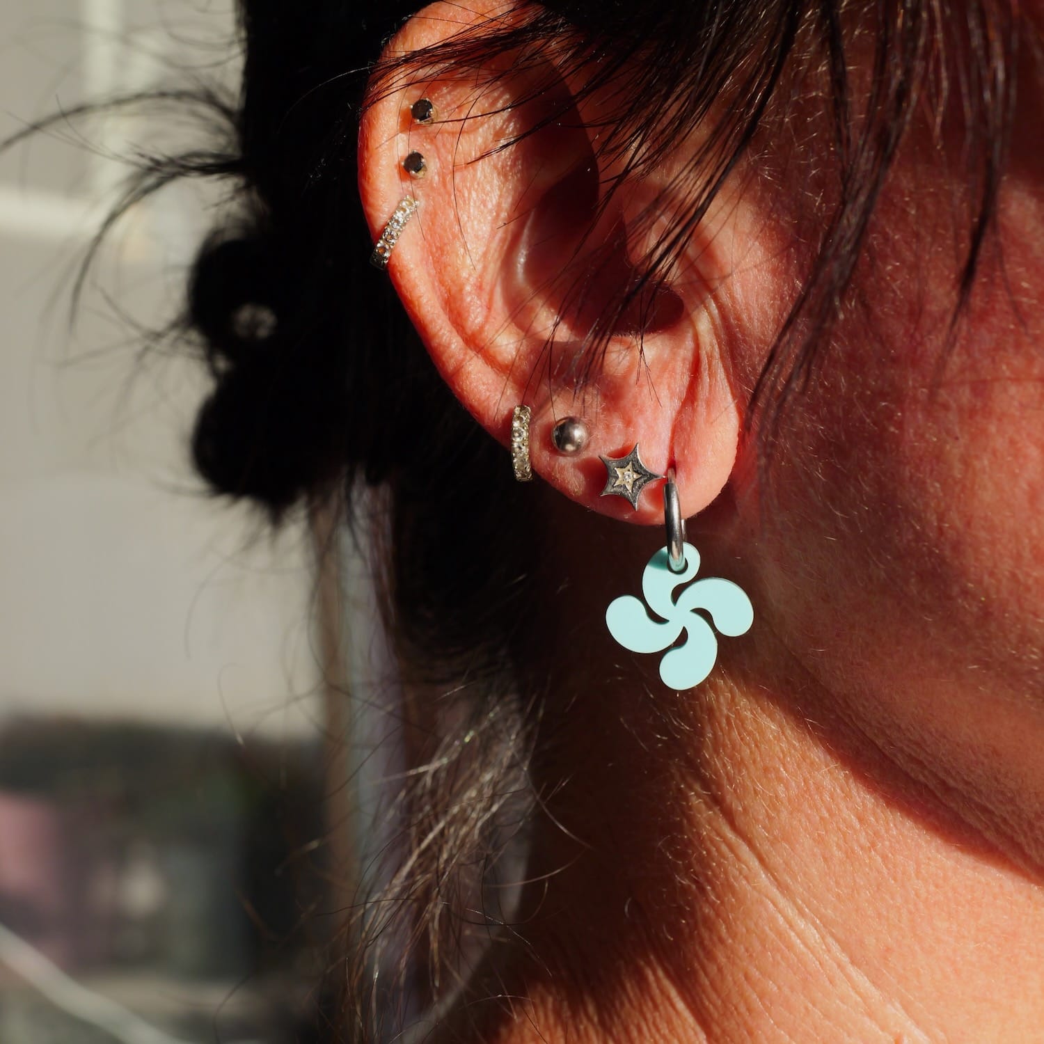 CREOLES CROIX BASQUE TURQUOISE