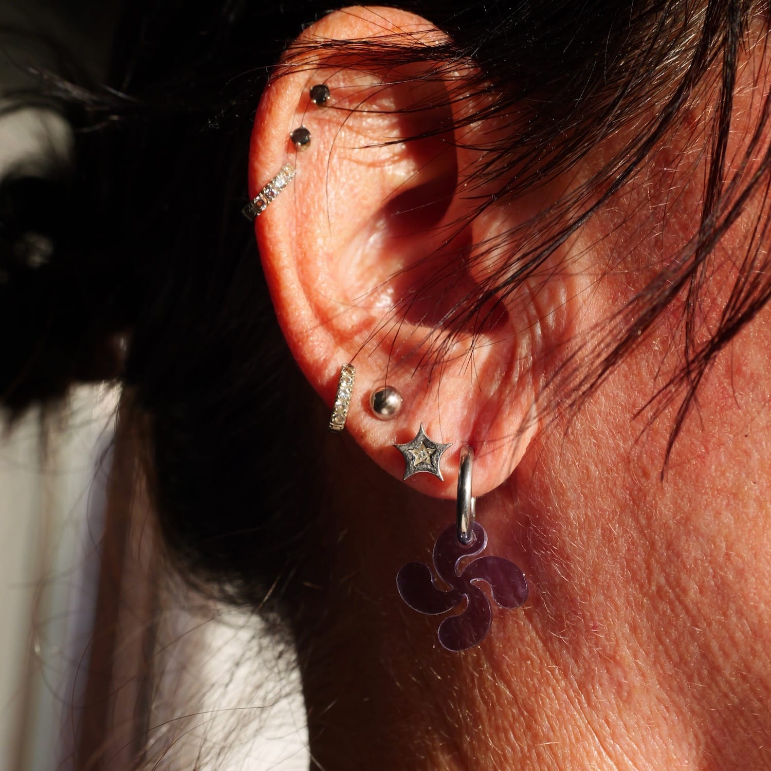 CREOLES CROIX BASQUE VIOLETTE